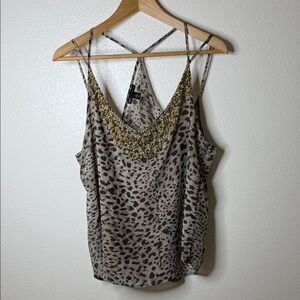 Mstylelab Leopard Print Camisole with Gold Beading - Teen Vogue for Mstylelab